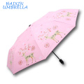Publicidad china de alta calidad personalizada impermeable especial Pomotion regalo tormenta barato paraguas 3 pliegues promoción ciervos encantadores